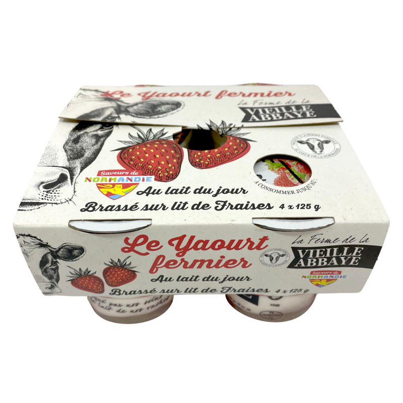 YAOURT FERMIER BRASSÉ SUR LIT DE FRAISE | 4 U X 125GR