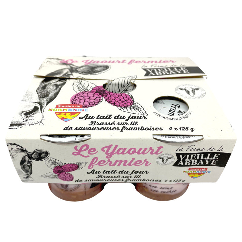 YAOURT FERMIER BRASSÉ SUR LIT DE FRAMBOISE | 4 U X 125GR