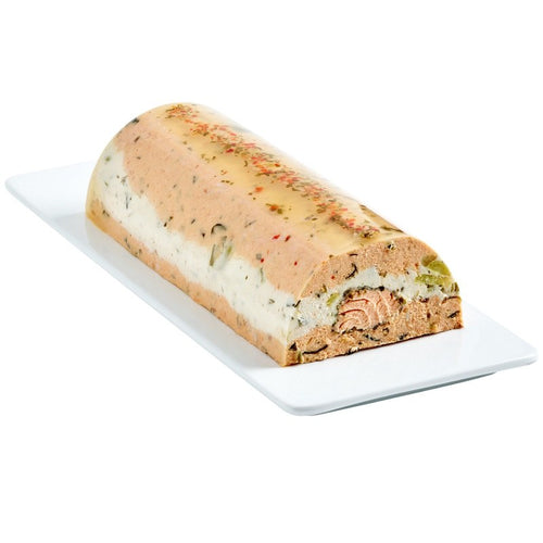BÛCHE DE SAUMON, FÈVES CROQUANTES, COEUR DE SAUMON PERSILLÉ