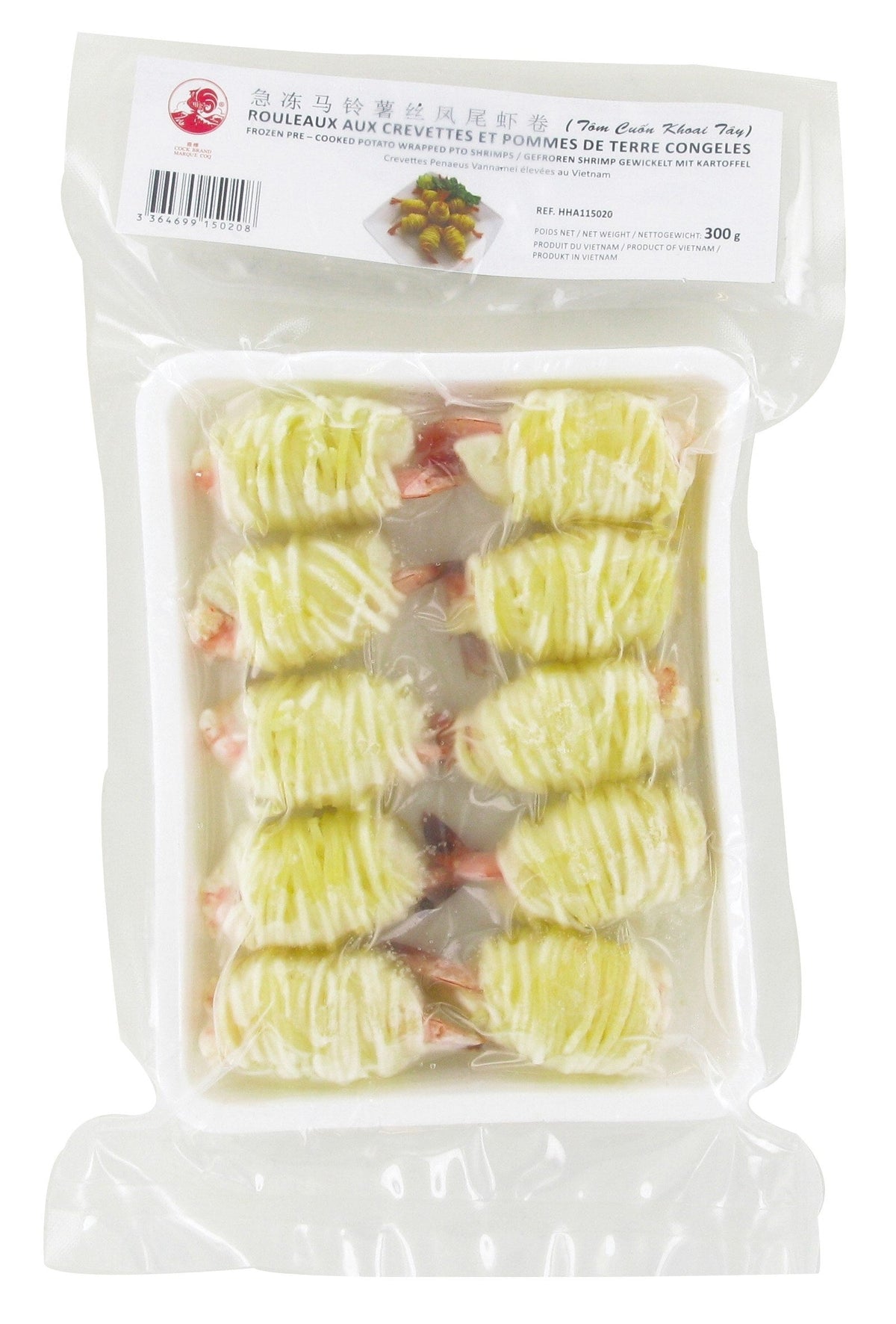 CREVETTE EN ROBE DE POMME DE TERRE OVALE CUITE