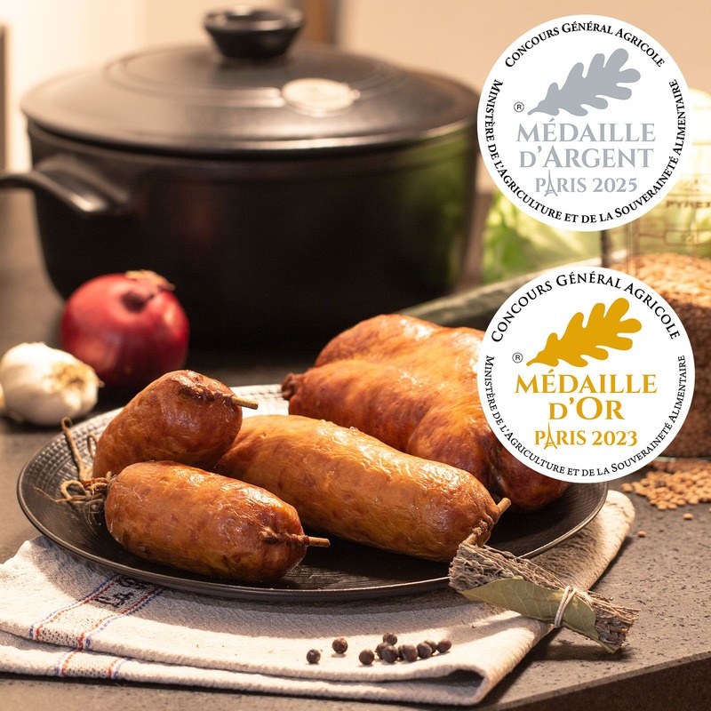 SAUCISSE DE MORTEAU IGP BOYAU NATUREL À CUIRE 8x400GR