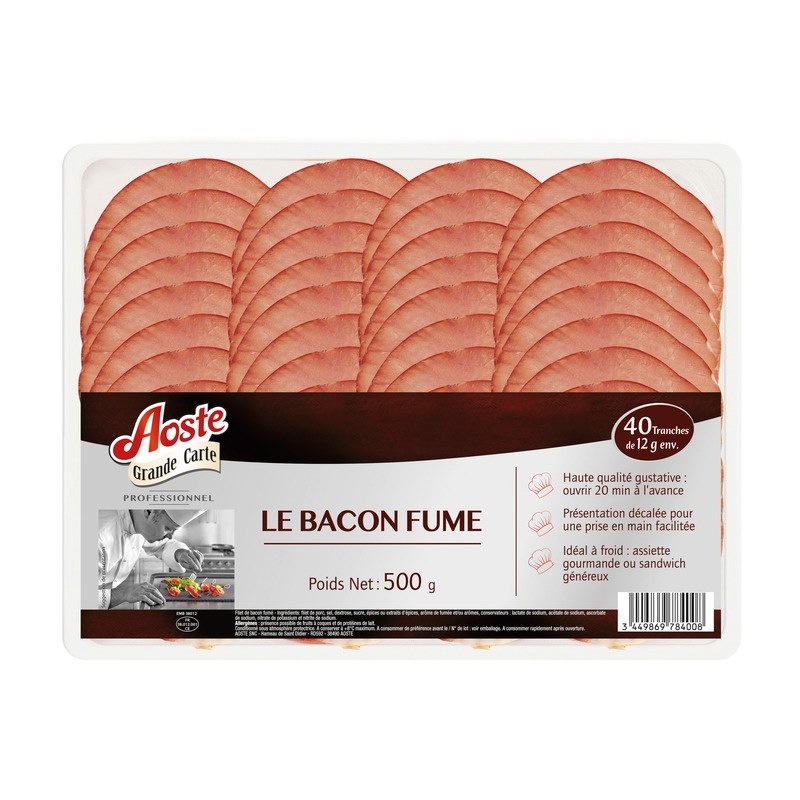 FILETS DE BACON GRANDE CARTE 40 TRANCHES 500G