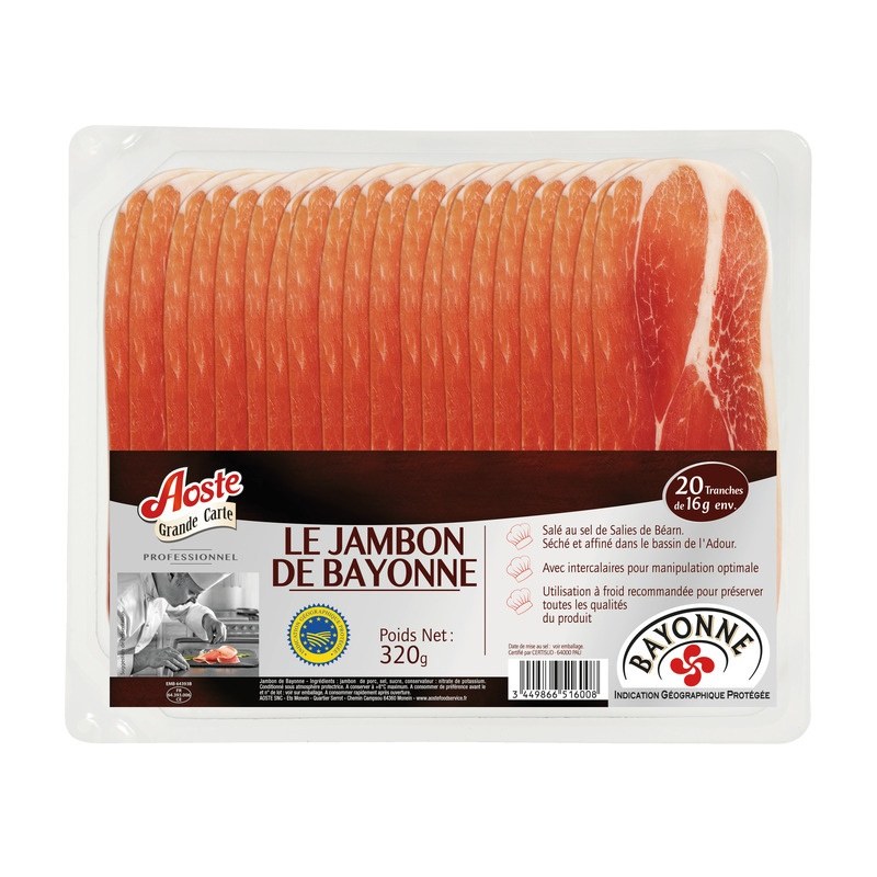 JAMBON SEC DE BAYONNE 9 MOIS TRANCHÉ 25X20G